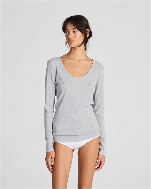 GAI + LISVA IVY COTTON 1X1 RIB L/S TEE LIGHT GREY MELANGE